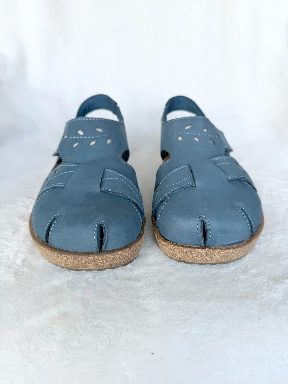 Orthofeet Women's Blue Leather Comfort Sandals Size 6 EUC